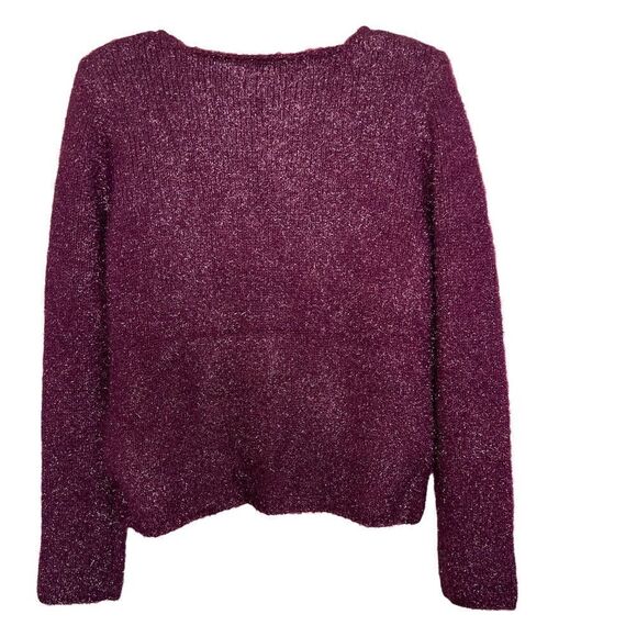 Lovers + Friends Gerona V-Neck High-Low Sweater in Magenta Glitter - Picture 3 of 8